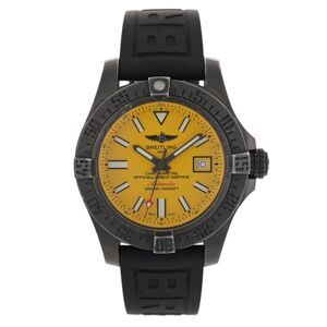 Breitling Avenger II Seawolf Blacksteel M17331 Yellow 45mm Men's Watch +B&P